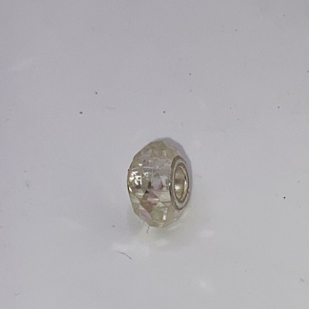925 Silver Multicolor Vintage Murano Style Bead Charm 1/2” Lot Clear Yellow - Picture 4 of 13